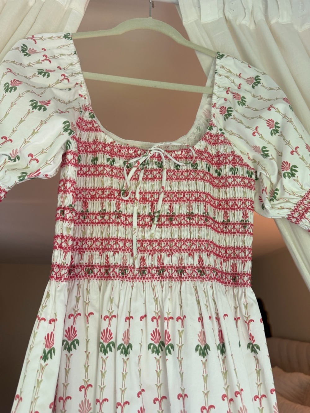 Hill House Madeline Nap Dress- White Trailing Fern Print - Picture 4 of 5